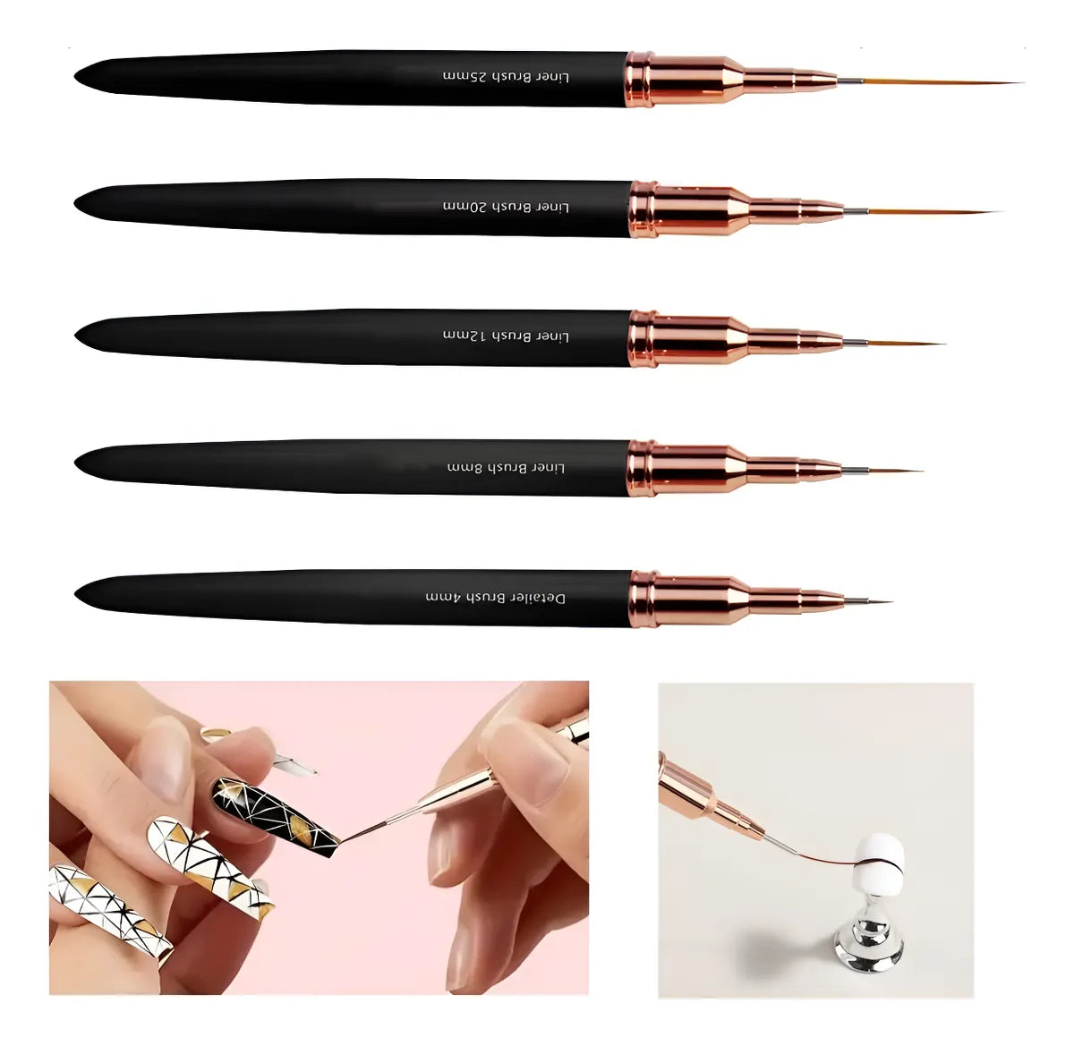 5pcs Kit De Pinceles Para Uñas Acrilico Manicura Decoración