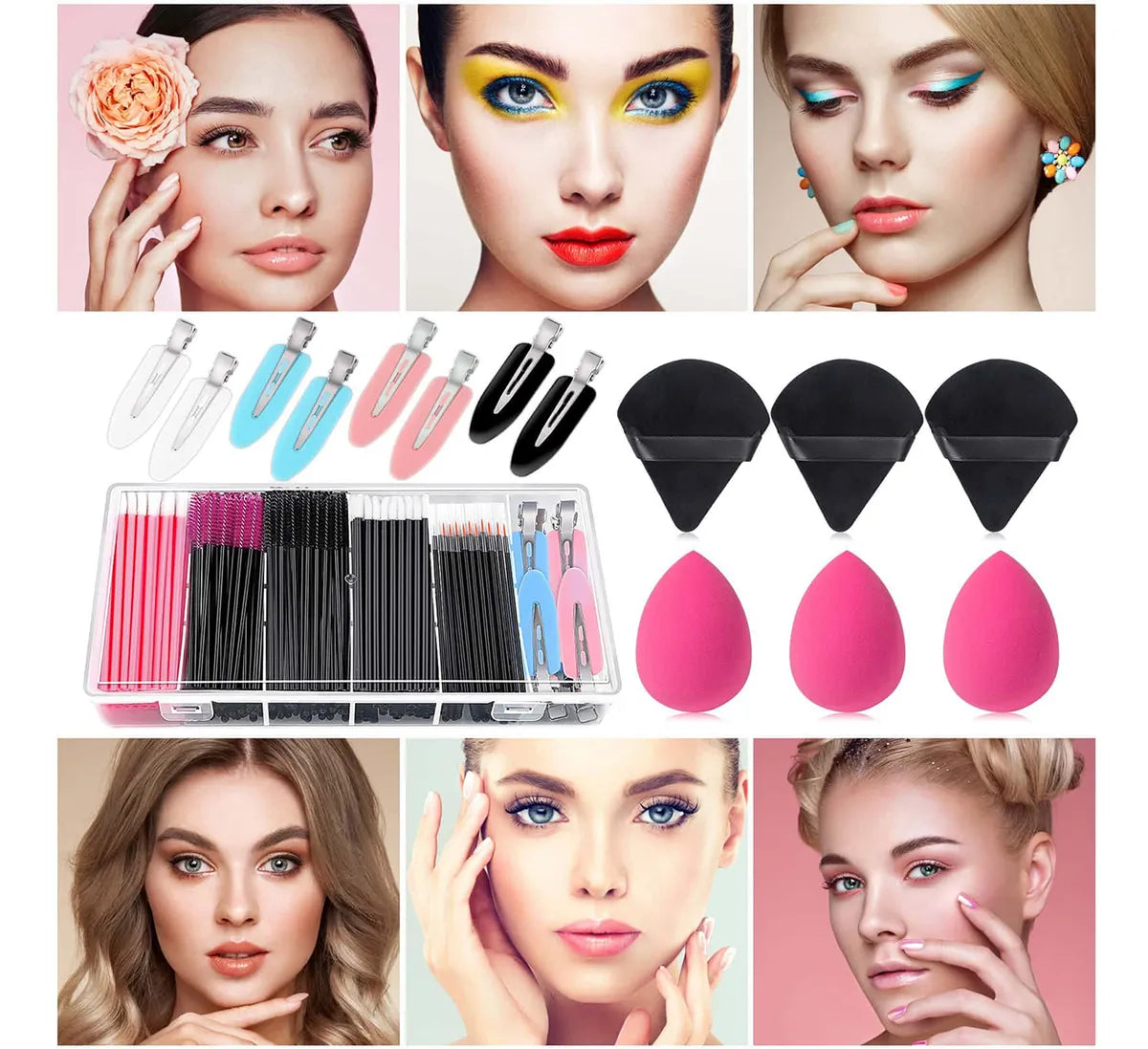 Kit De Brochas Para Maquillaje Desechable Con Herramientas Blanco