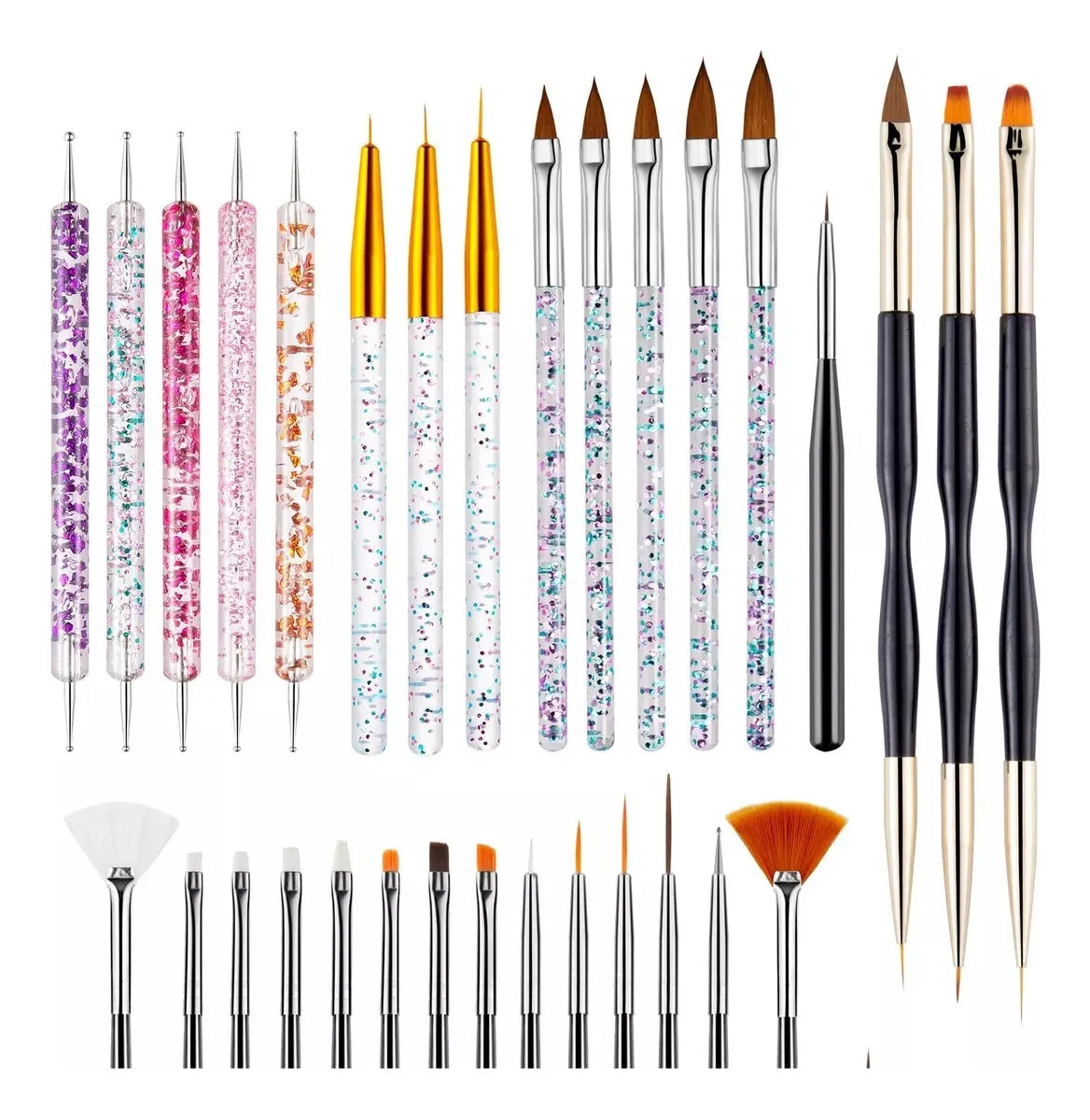 31pcs Kit De Pinceles Para Uñas Manicura Decoración Blanco