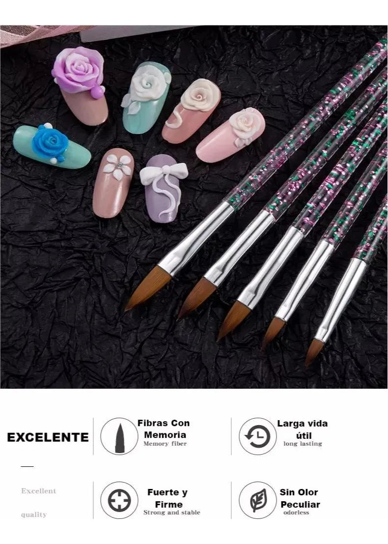 31pcs Kit De Pinceles Para Uñas Manicura Decoración Blanco