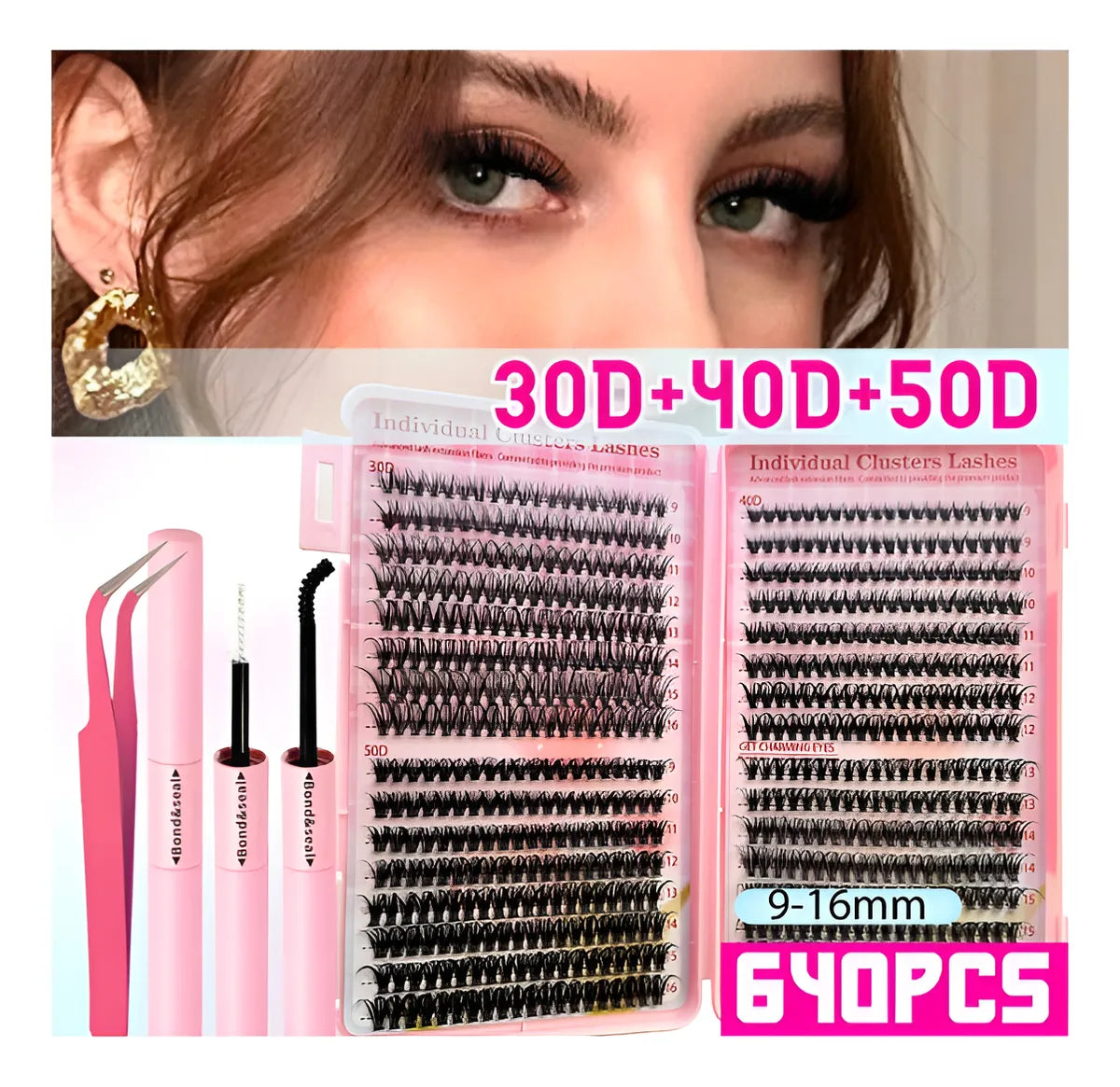 642 Kit Pestañas Maquillaje Diy Extension Mixto 30d 40d 50d