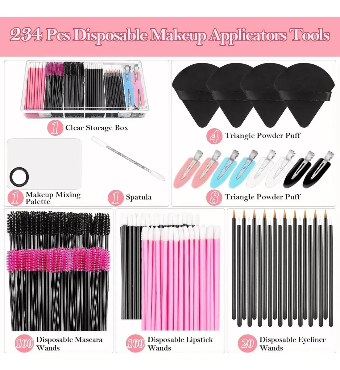 Kit De Brochas Para Maquillaje Desechable Con Herramientas