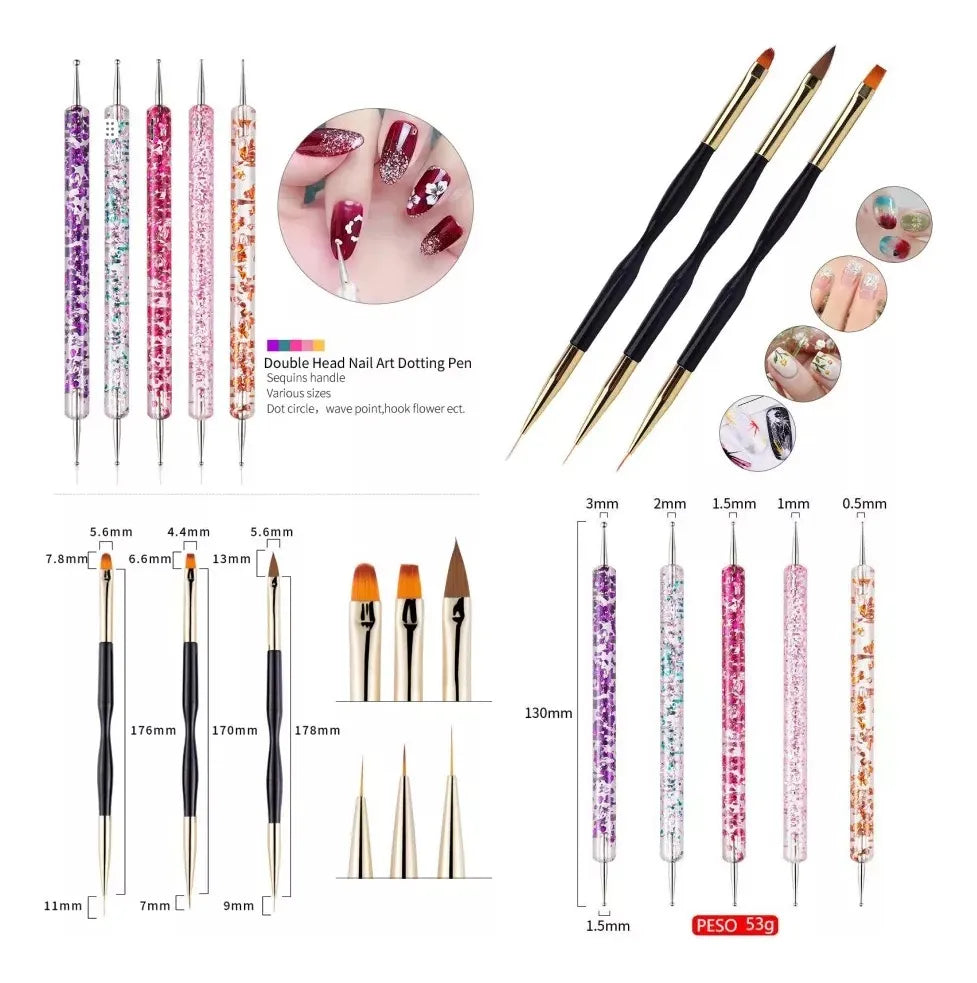 31pcs Kit De Pinceles Para Uñas Manicura Decoración Blanco