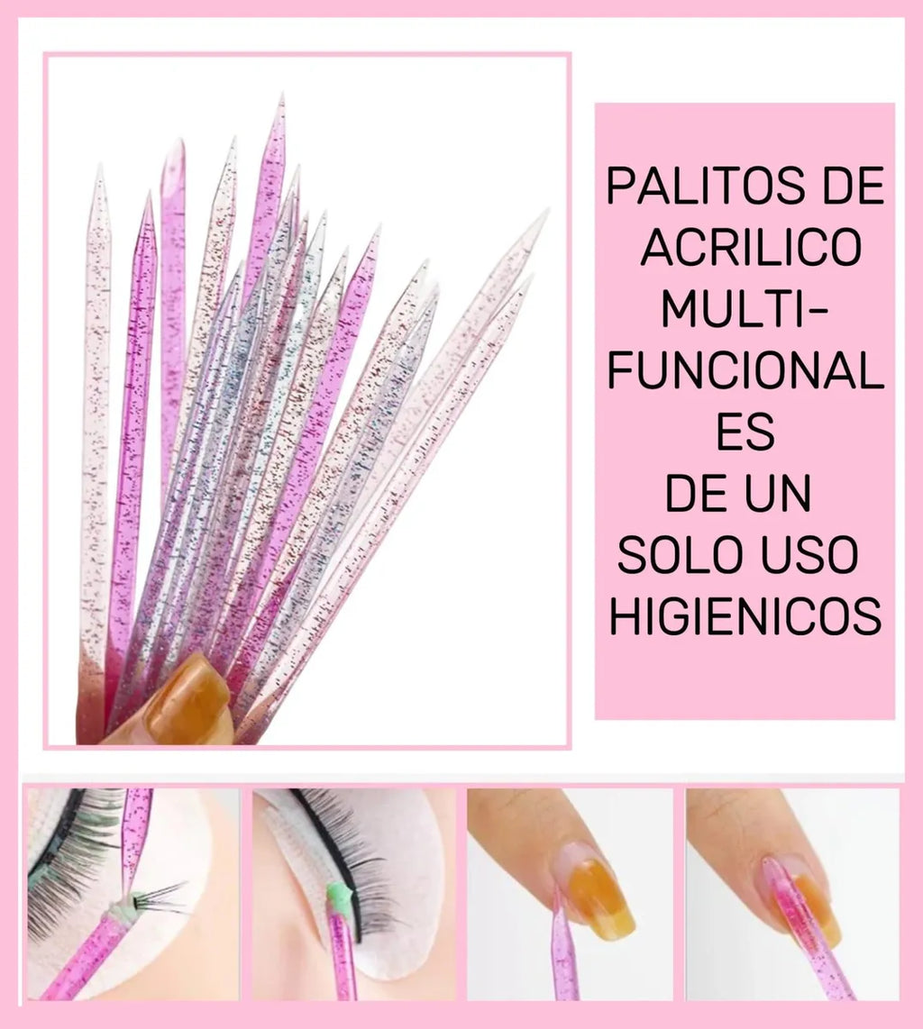 200 Piezas Palitos De Naranjo Glitter Para Uñas Cutículas