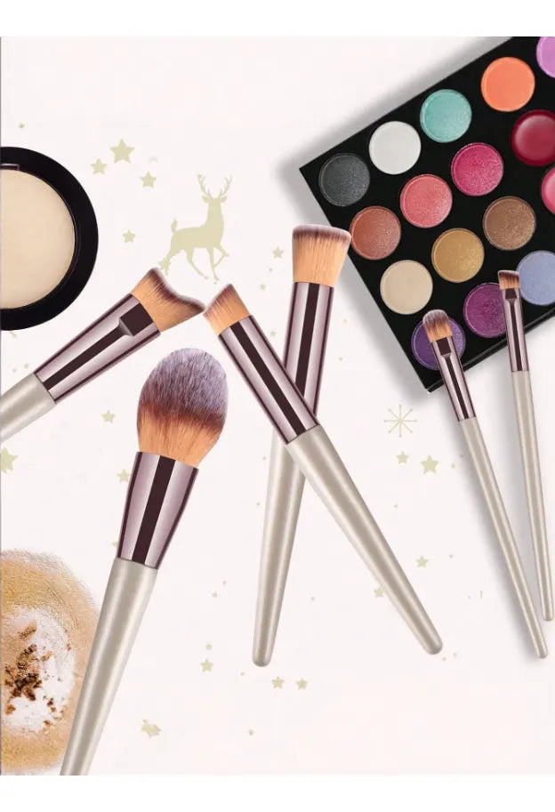 14 Piezas Cepillo Maquillaje Color Champán Color Champán