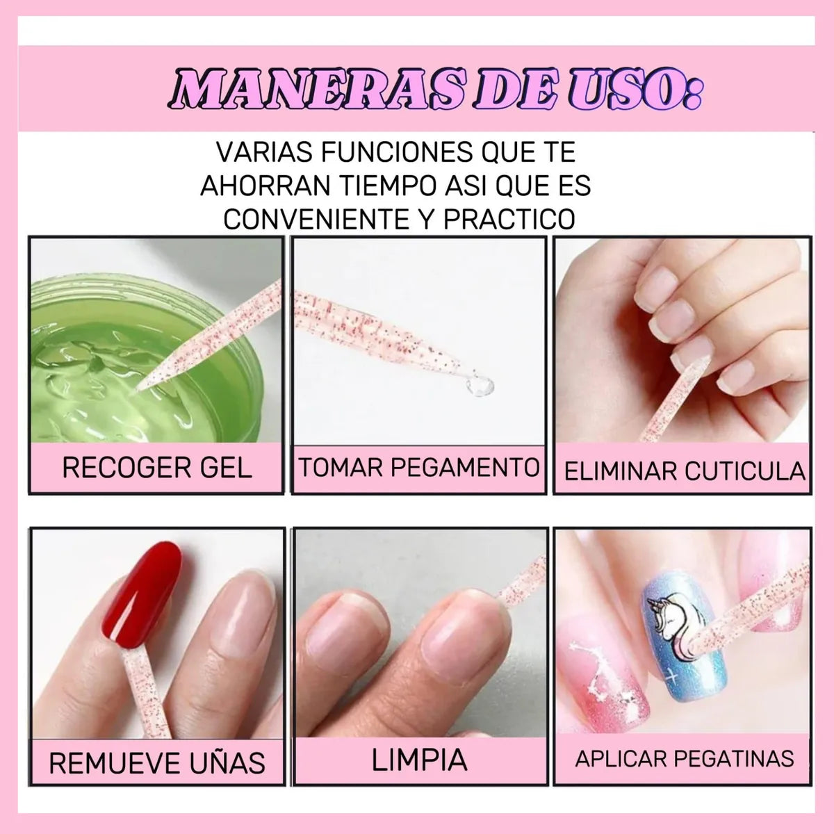 200 Piezas Palitos De Naranjo Glitter Para Uñas Cutículas