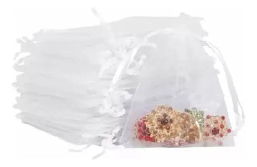 100 Bolsas De Regalo De Organza Con Cordón 7x9cm