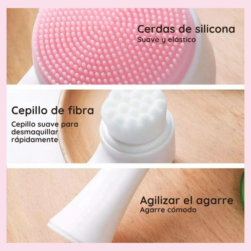 2 Pzs Cepillo Exfoliante Facial Manual Masajeador Doble Cara