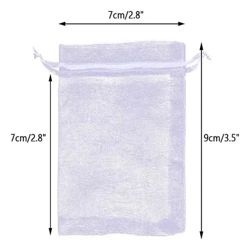 100 Bolsas De Regalo De Organza Con Cordón 7x9cm