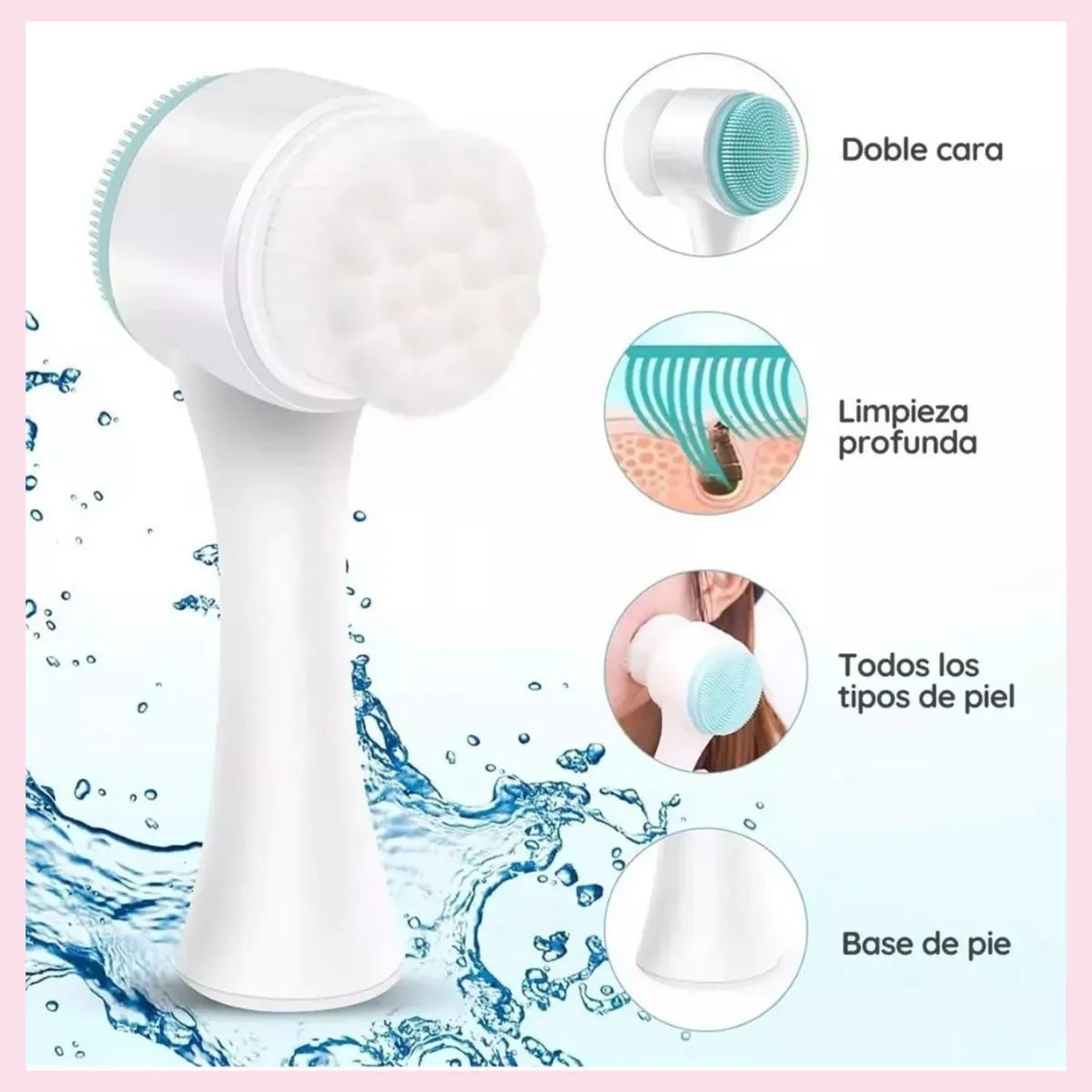 2 Pzs Cepillo Exfoliante Facial Manual Masajeador Doble Cara