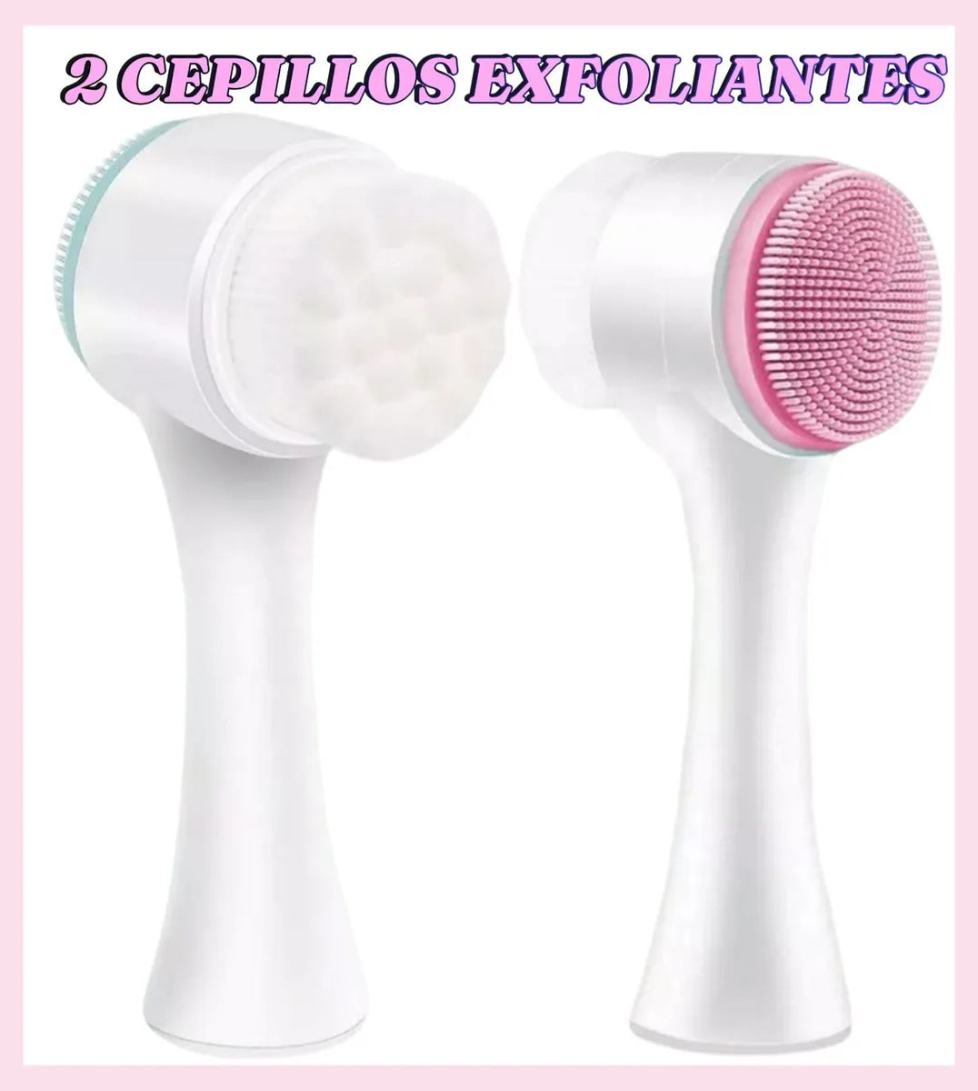 2 Pzs Cepillo Exfoliante Facial Manual Masajeador Doble Cara