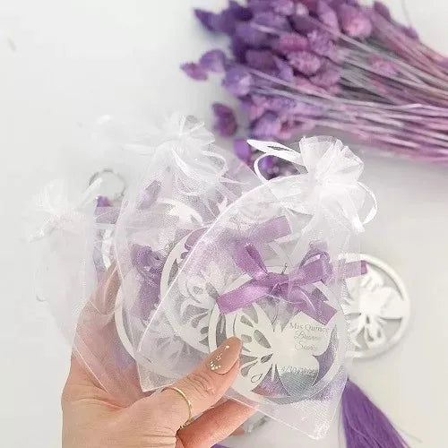 100 Bolsas De Regalo De Organza Con Cordón 7x9cm