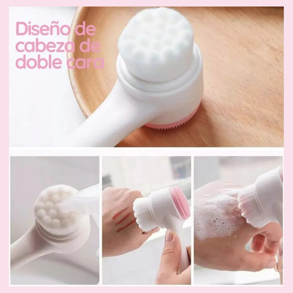 2 Pzs Cepillo Exfoliante Facial Manual Masajeador Doble Cara