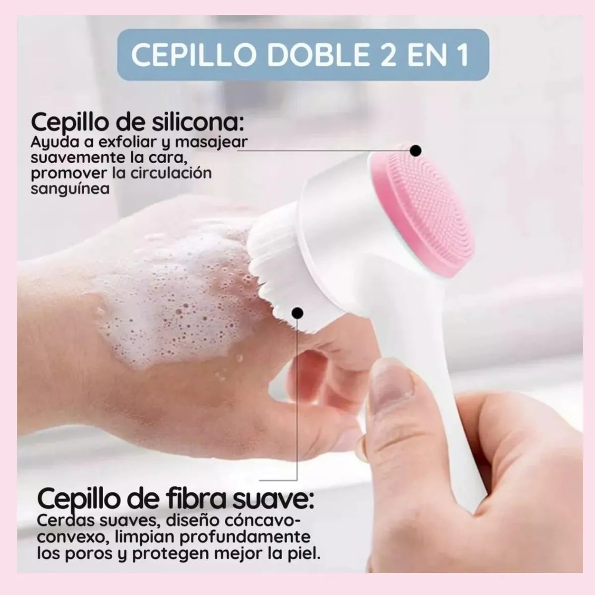 2 Pzs Cepillo Exfoliante Facial Manual Masajeador Doble Cara
