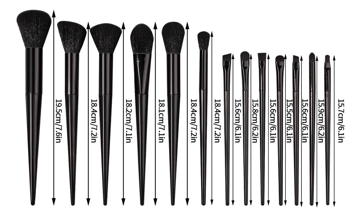 Juego de 13 Brochas de Maquillaje Profesionales Negras – Pinceles de Rostro y Ojos, Base, Contorno, Rubor, Iluminador, Vegan y Cruelty-Free
