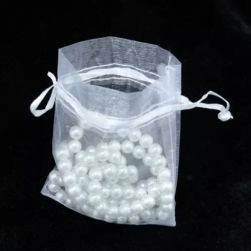 100 Bolsas De Regalo De Organza Con Cordón 7x9cm